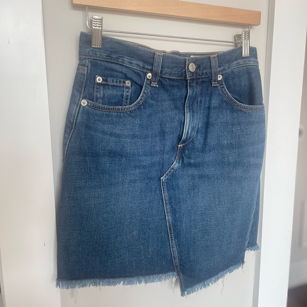 Rag & Bone Asymmetrical Dive Denim Skirt in Eddy